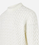 Suéter em Tricô com Textura Chevron Off White
