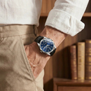 Relógio de Couro Luminous Blue Steel 41mm