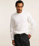 Suéter em Tricô com Textura Chevron Off White