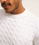 Suéter em Tricô com Textura Chevron Off White