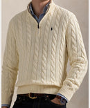 Suéter Polo Tricot Meio Ziper