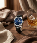 Relógio de Couro Luminous Blue Steel 41mm