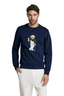 Suéter Polo Azul com estampa